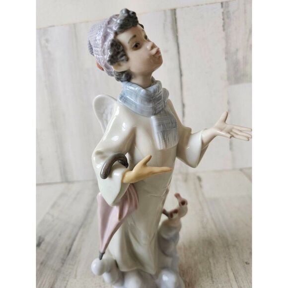 Lladro 6149 Winter boy Angel Bird umbrella Cherub figurine memorial statue - Picture 8 of 11